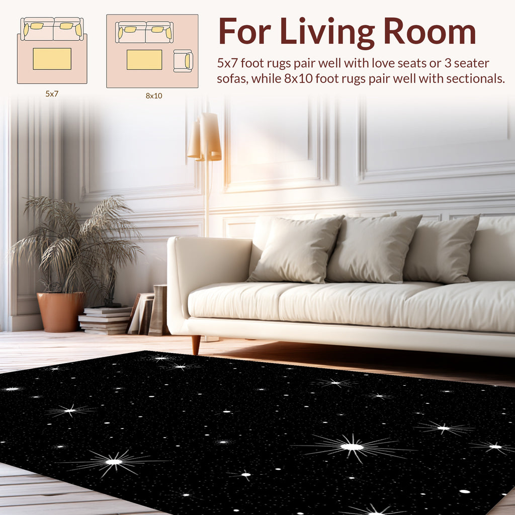 Night Sky Starburst Pattern Rug