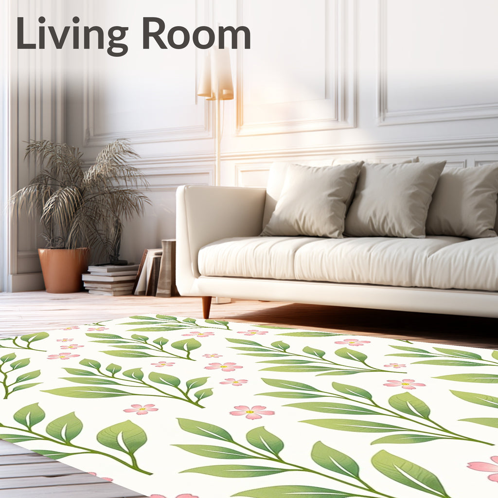 Delicate Floral Leaf Pattern Design Rug