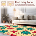 Teal Turtle Starfish Pattern Rug
