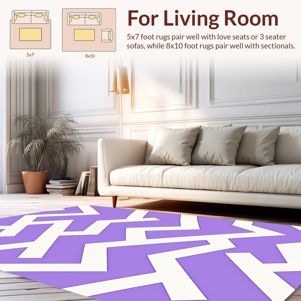 Modern Cream Purple Geometric Pattern Rug