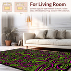 Abstract Neon Maze Pattern Rug