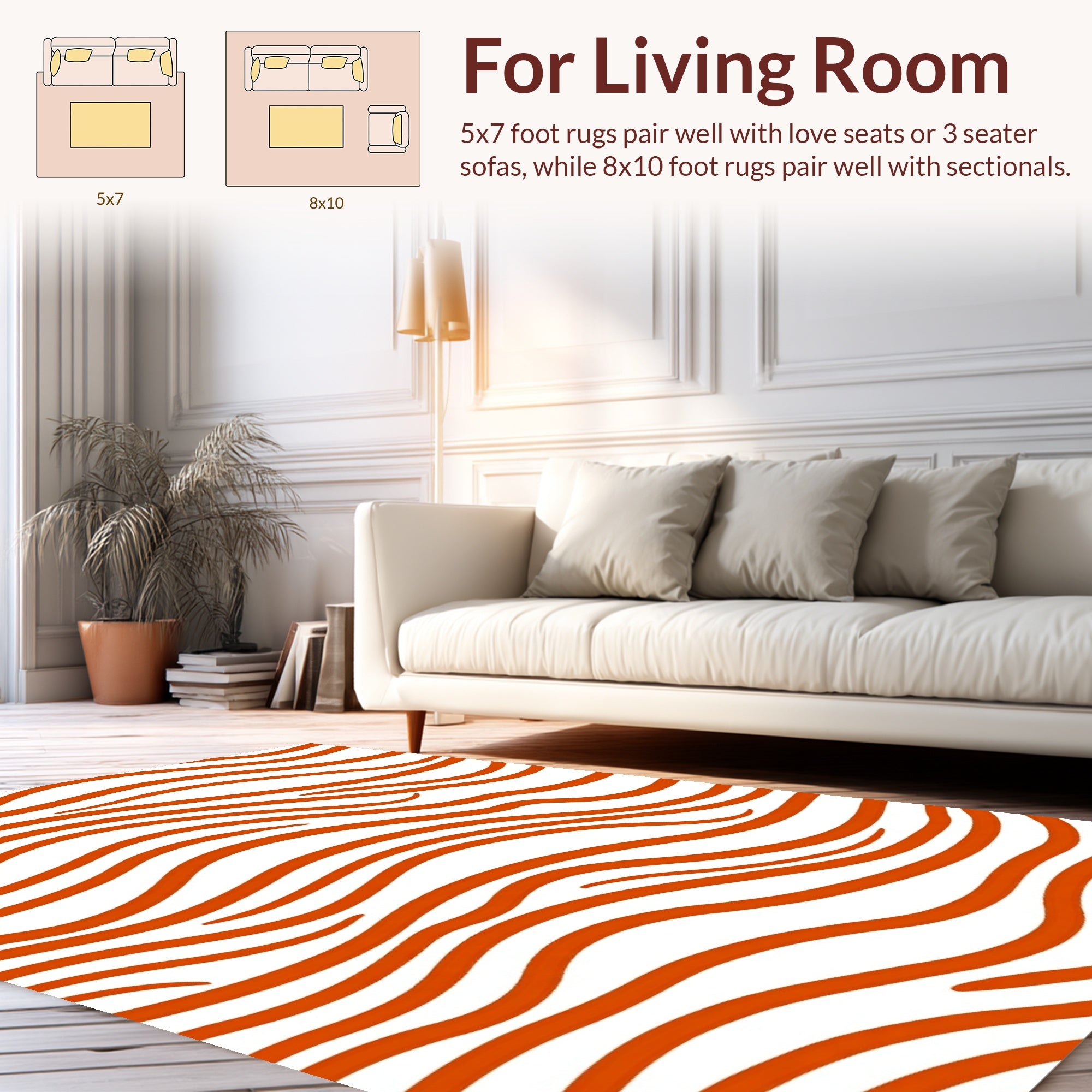 Orange Wavy Striped Pattern Rug