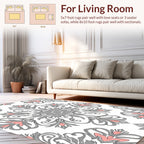 Ornate Gray and Coral Floral Medallion Rug