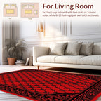 Ornate Red and Black Geometric Rug