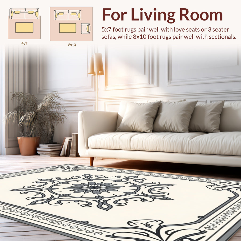 Ornate Floral Medallion Design Rug