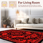 Bold Red Floral Mandala Pattern Rug