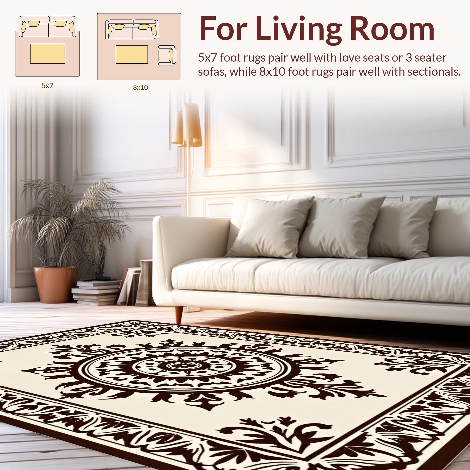 Classic Medallion Floral Border Design Rug