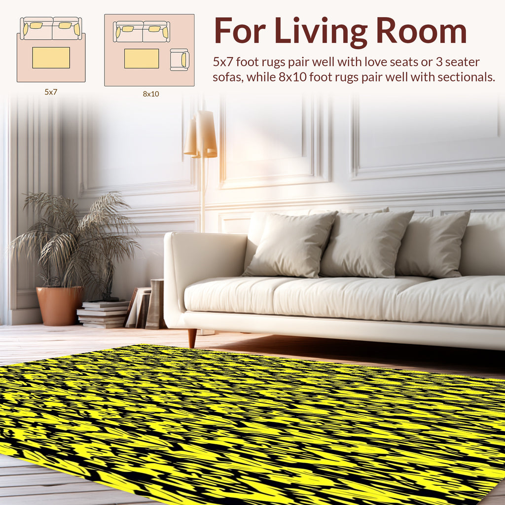 Bold Yellow Abstract Vertical Stripes Rug