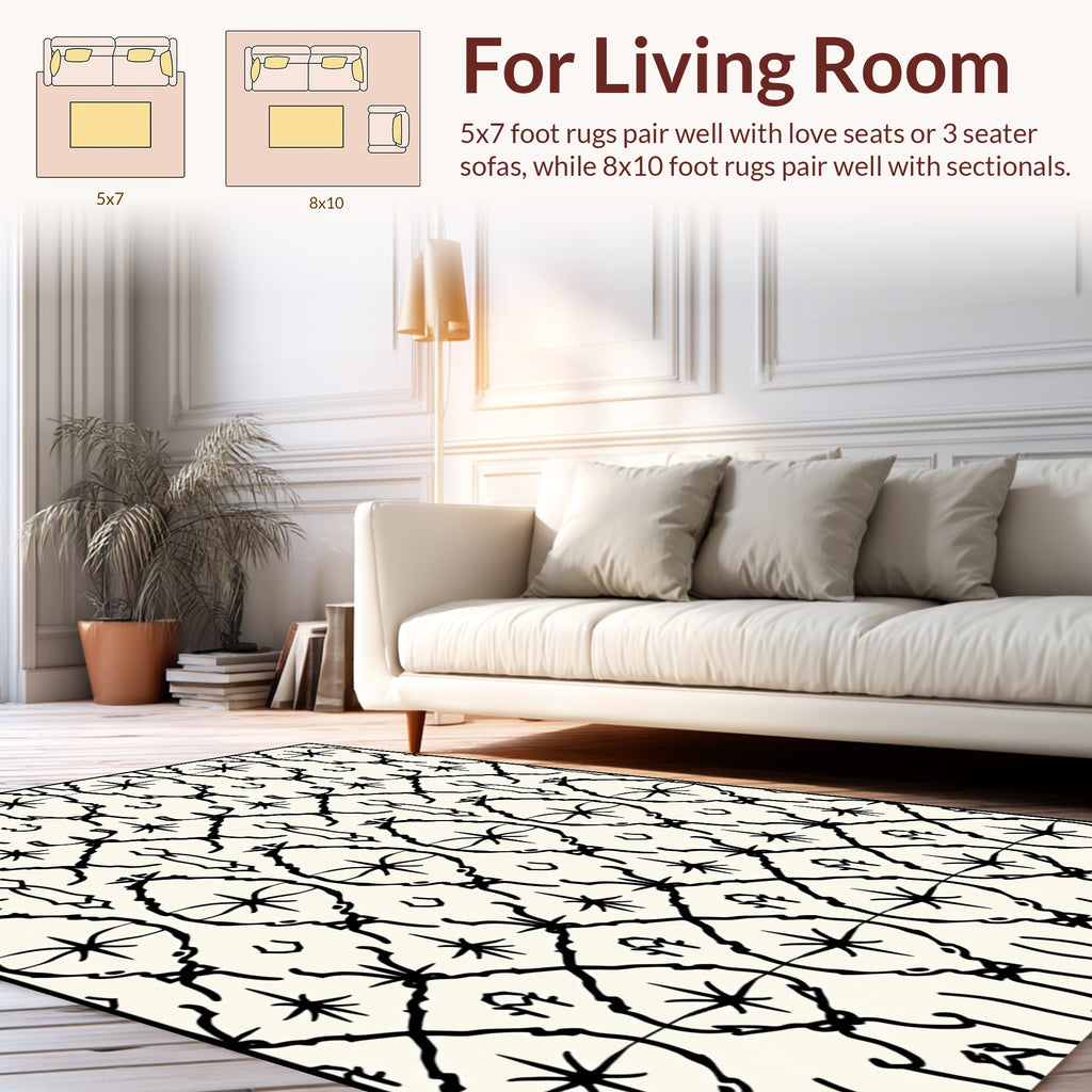 Abstract BlackWhite Linear Pattern Design Rug