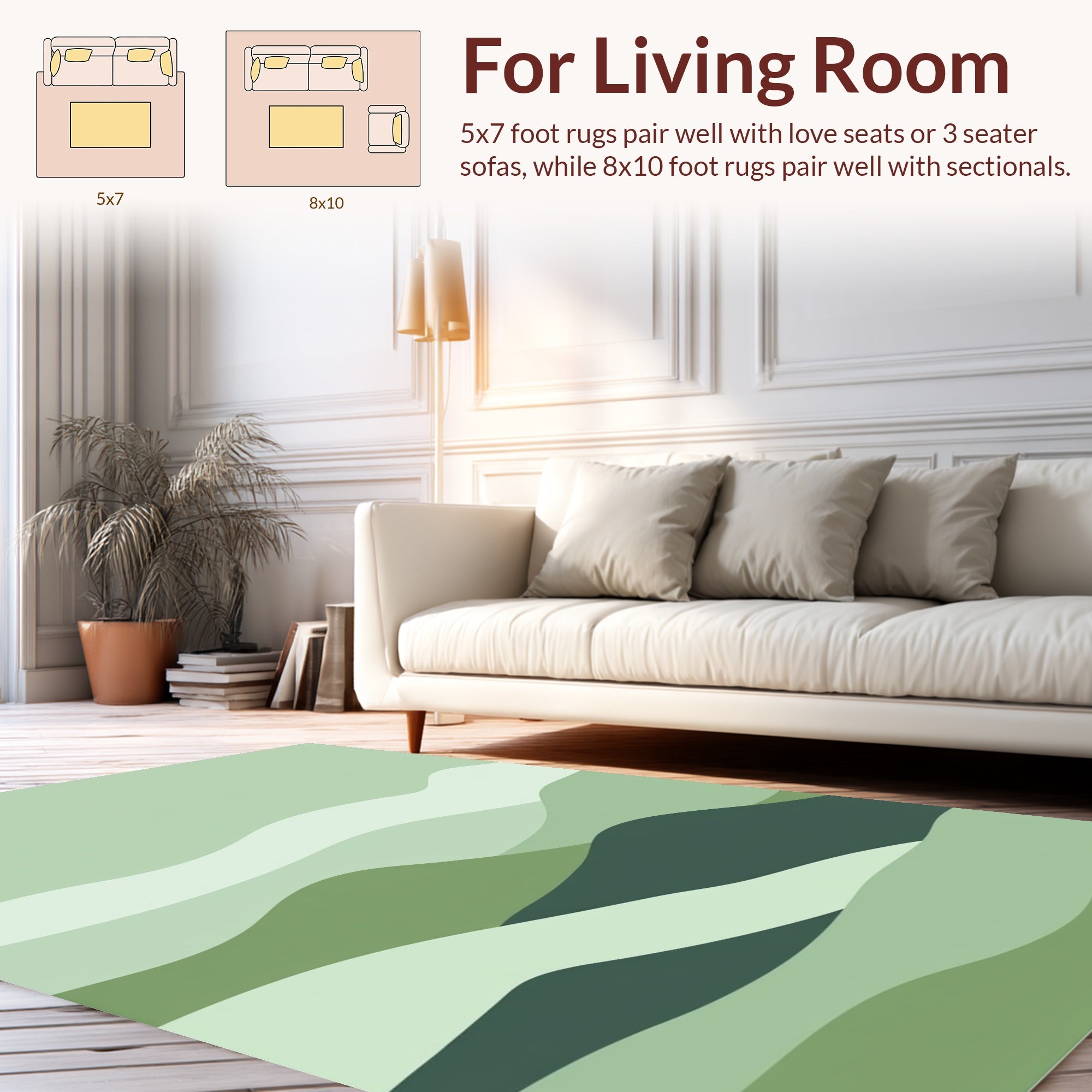 Minimalist Wavy Hillscape Pattern Rug