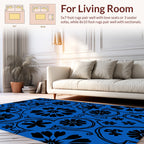 Bold Black Floral Rococo Design Rug