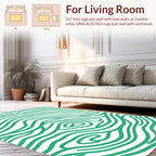 Modern Wavy Green Wood Grain Rug