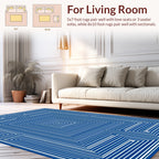 Concentric Blue White Maze Pattern Rug
