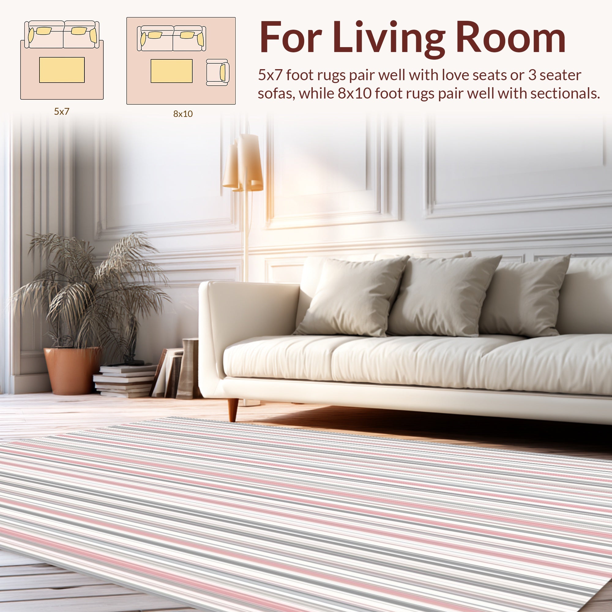 Striped Pattern in Soft Pink Grey Rug