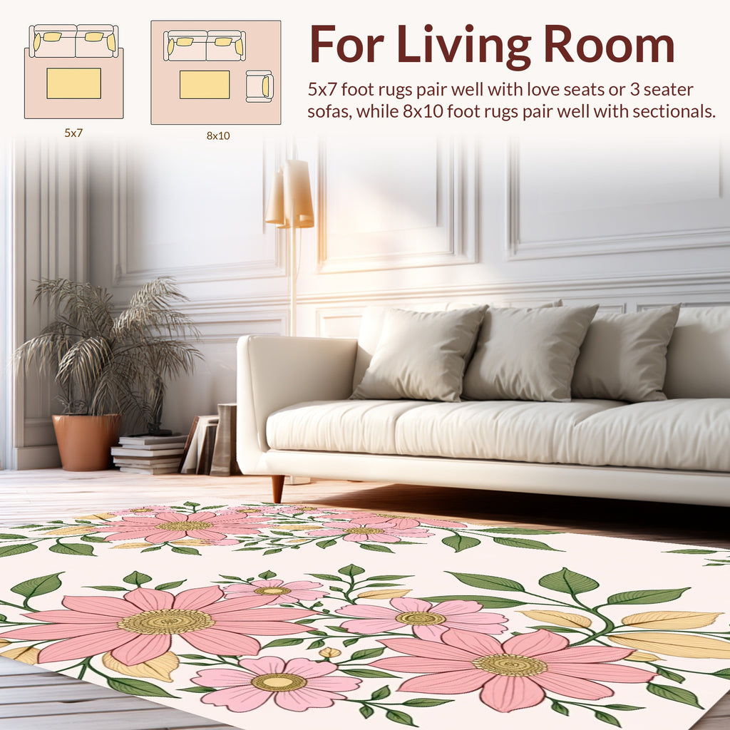 Pink Floral Bouquet Pattern Rug