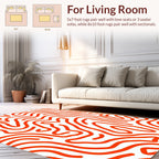 Bold Orange Wavy Labyrinth Design Rug