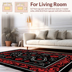 Bold Red Rose Snake Swirl Design Rug