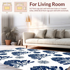 Classic Blue Floral Damask Pattern Rug