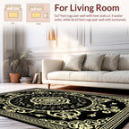 Intricate Mandala Floral Black Cream Rug
