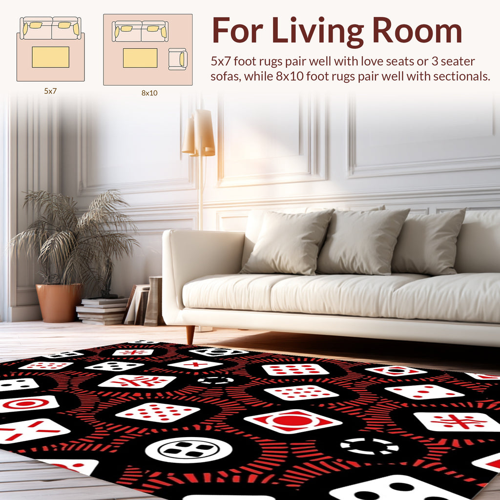 Red Dice Pattern Graphic Rug