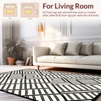 Black White Interlocking Stripe Pattern Rug