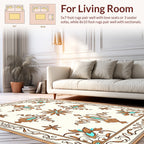 Ornate Floral Leaf Medallion Design Rug
