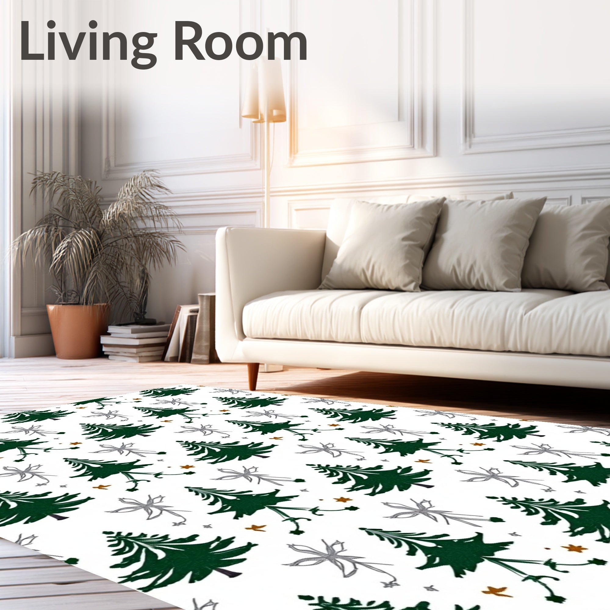 Charming Green Christmas Tree Scatter Rug