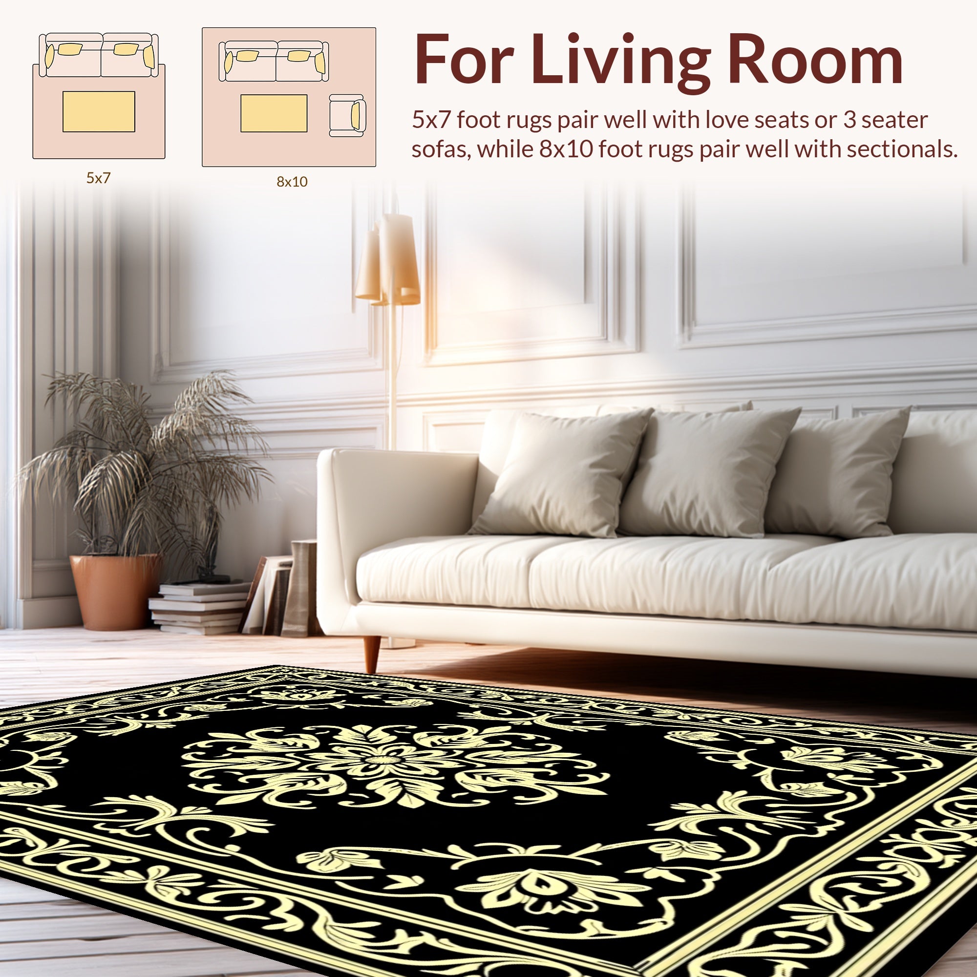 Classic Floral Center with Border Pattern Rug