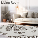 V intage Scrollwork Floral Crest Design Rug