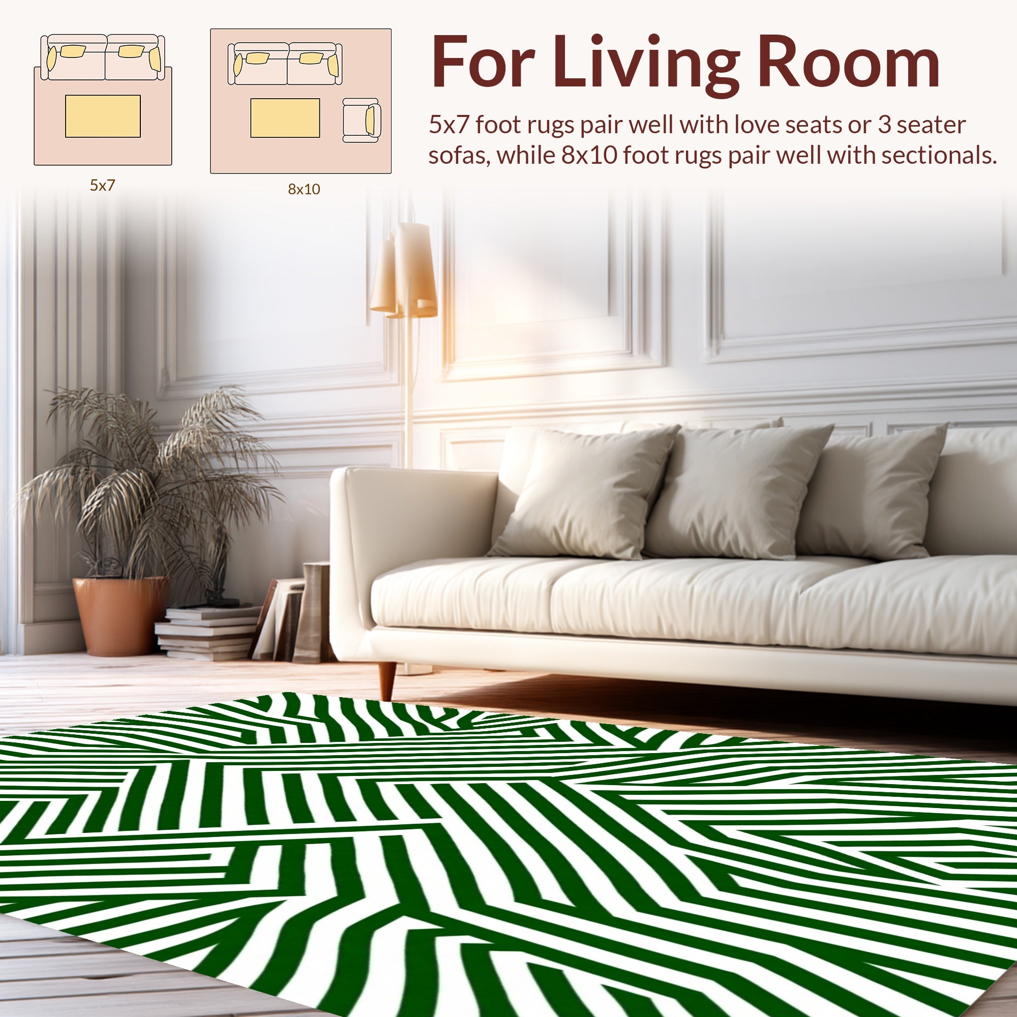 Graphic Green Geometric Maze Rug