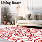 Red Holiday Swirls and Santa Hats Rug