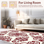 Deep Red Floral Swirl Pattern Rug