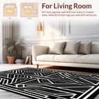 Art Deco Geometric Black White Design Rug