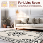 Ornate Black White Floral Sun Rug