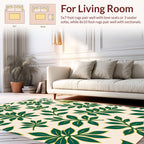 Dark Green Leaf Pattern Rug