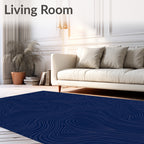Navy Blue Swirling Topographic Lines Rug