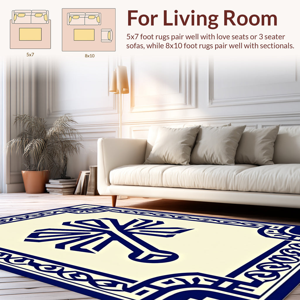 Blue Cream Abstract Floral Rug