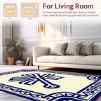 Blue Cream Abstract Floral Rug