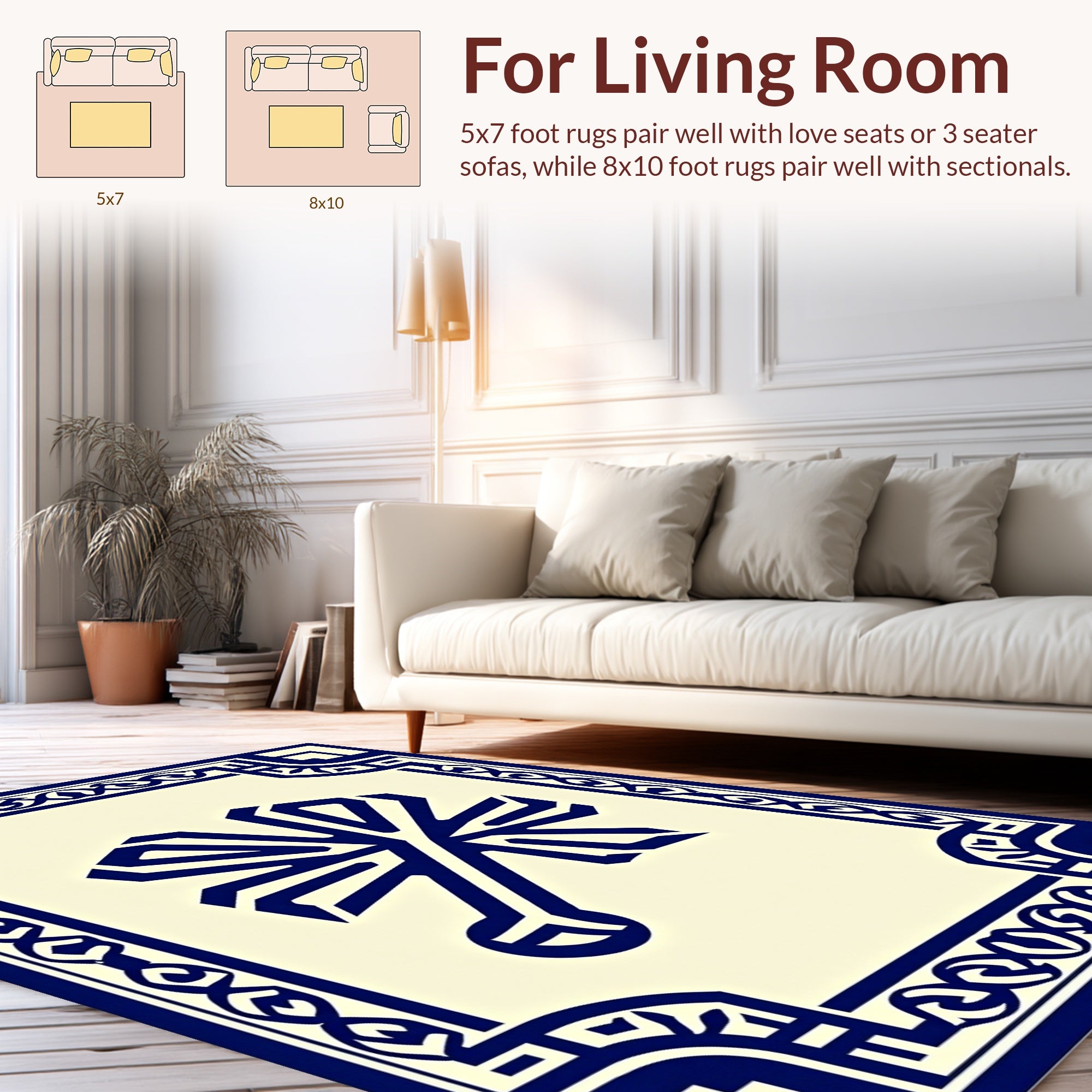 Blue Cream Abstract Floral Rug