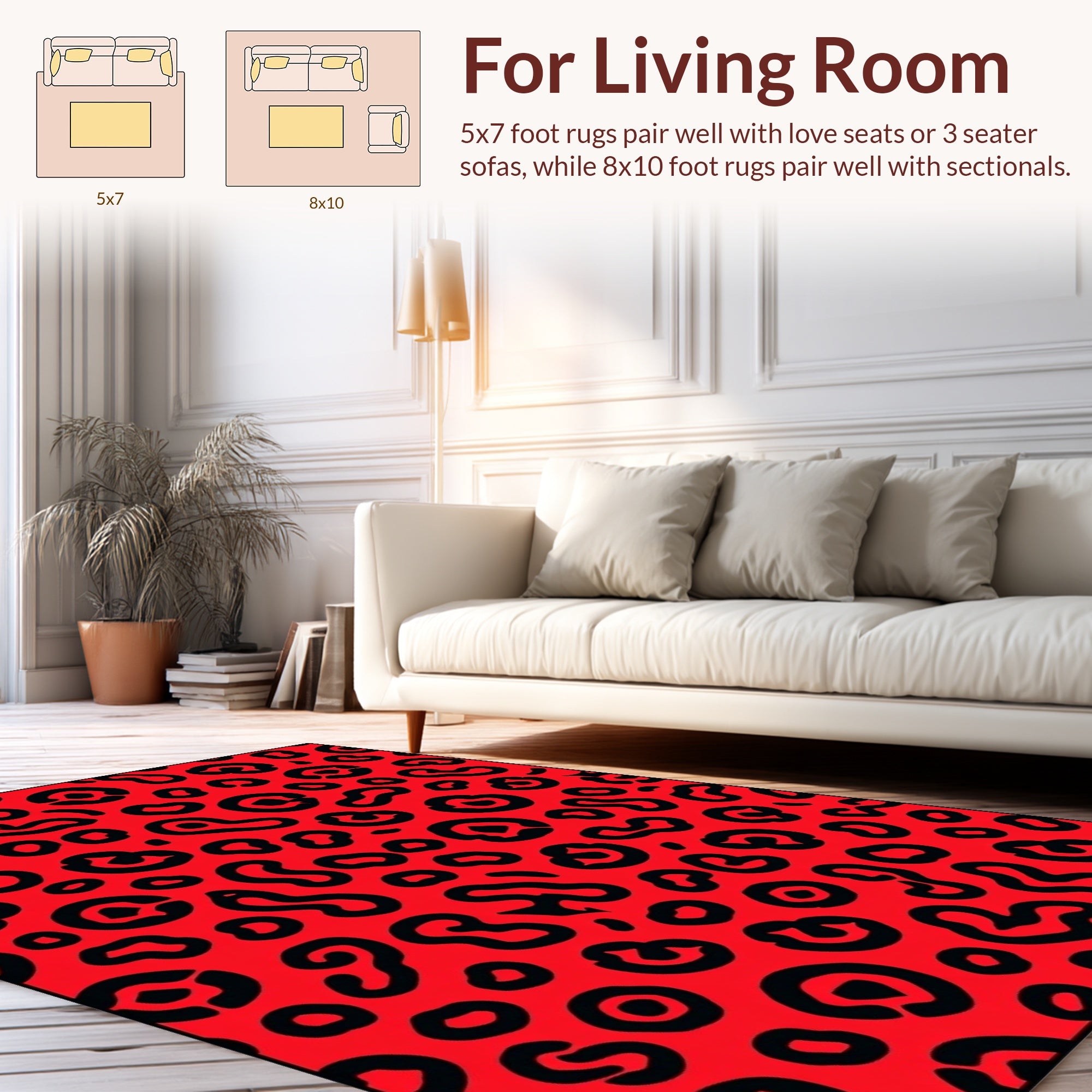 Bold Red Leopard Print Rug