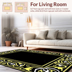 Elegant Yellow and White Floral Border Rug
