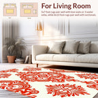 Classic Red Ivory Damask Pattern Rug