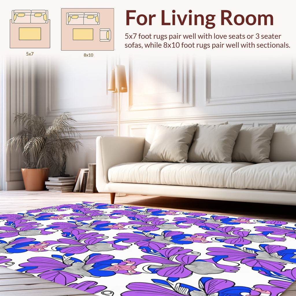 Bold Floral Waves Pattern Rug