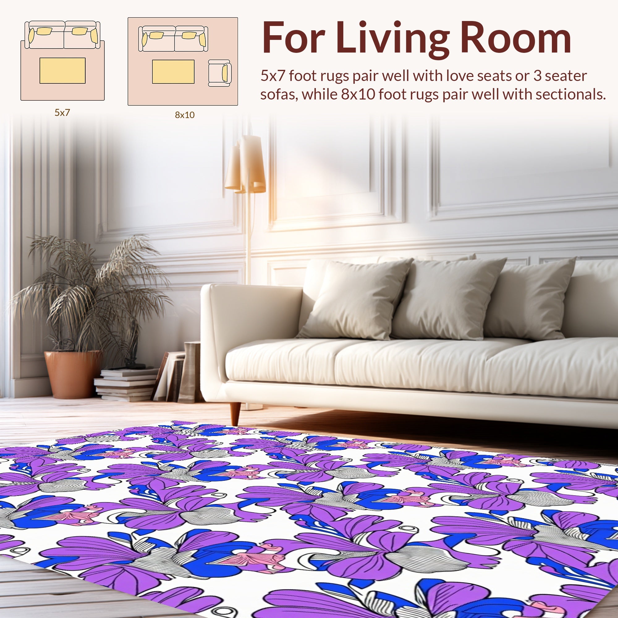 Bold Floral Waves Pattern Rug