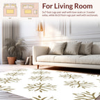 Gold Snowflake Patterned Elegant Design Rug