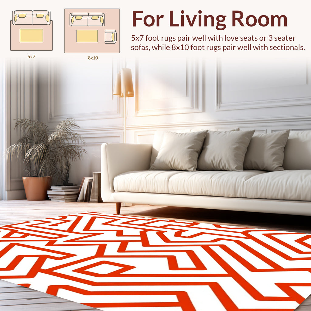 Bold Abstract Geometric Maze Pattern Rug
