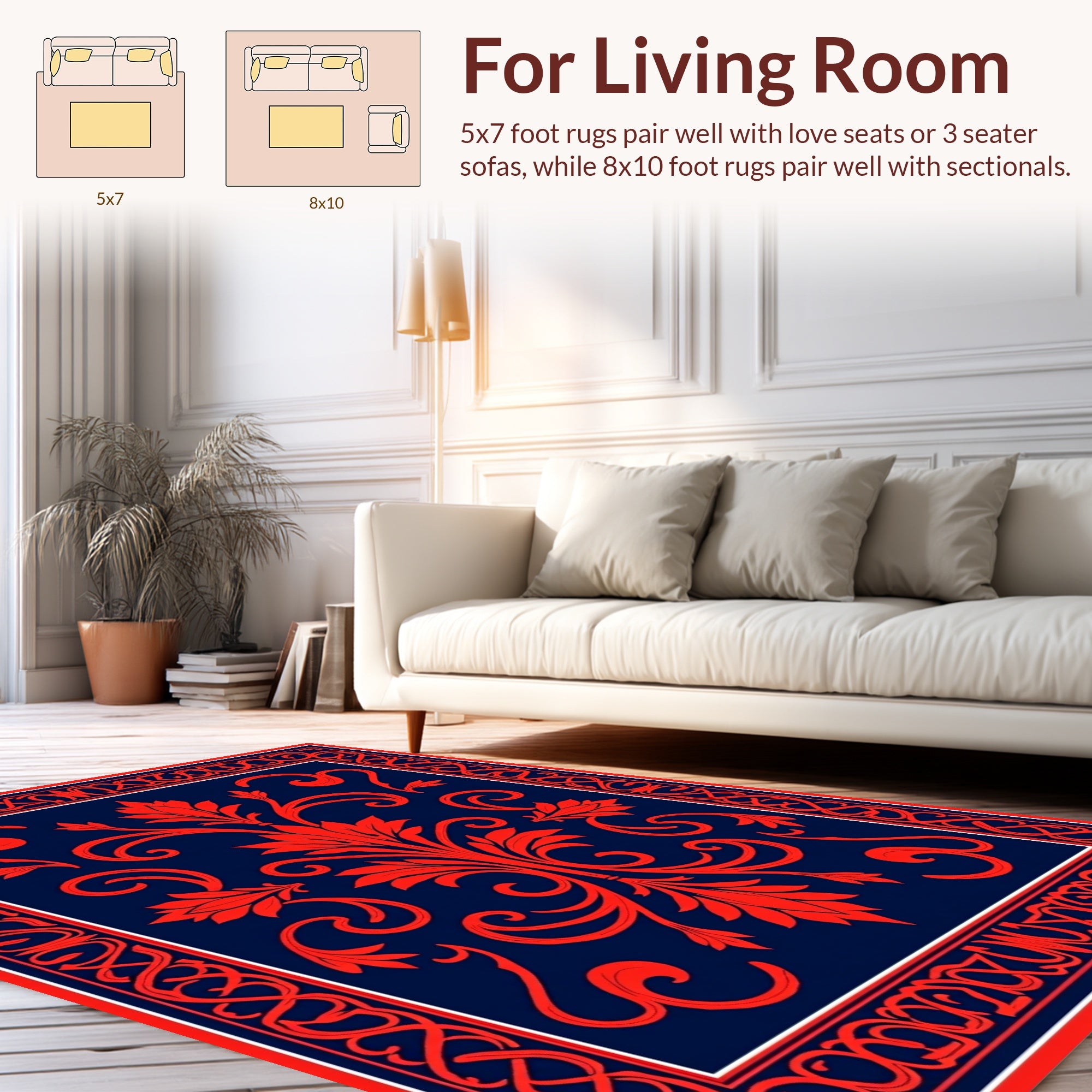 Bold Red Floral Classic Design Rug