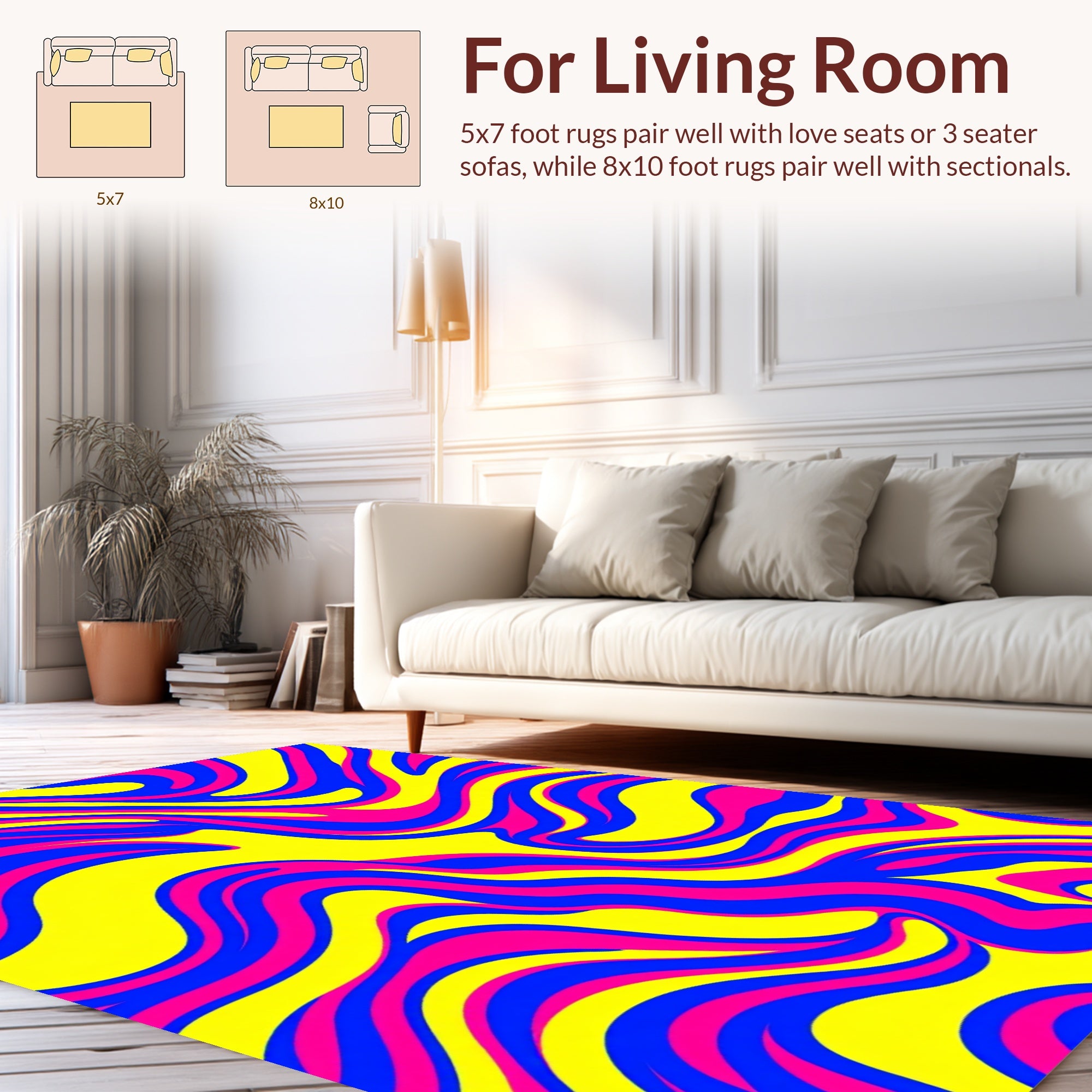 Vibrant Wavy Swirls Pattern Rug