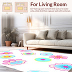 Bright Floral Pattern with Pink Blue Hues Rug