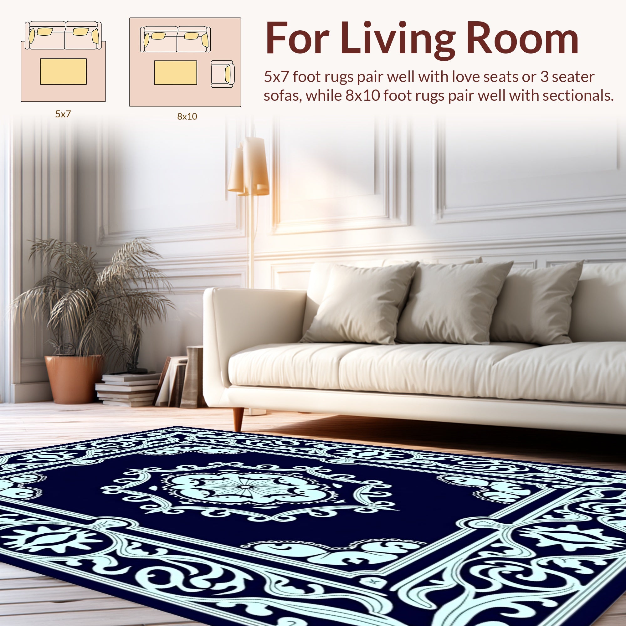 Dark Blue Eye Inspired Intricate Design Rug